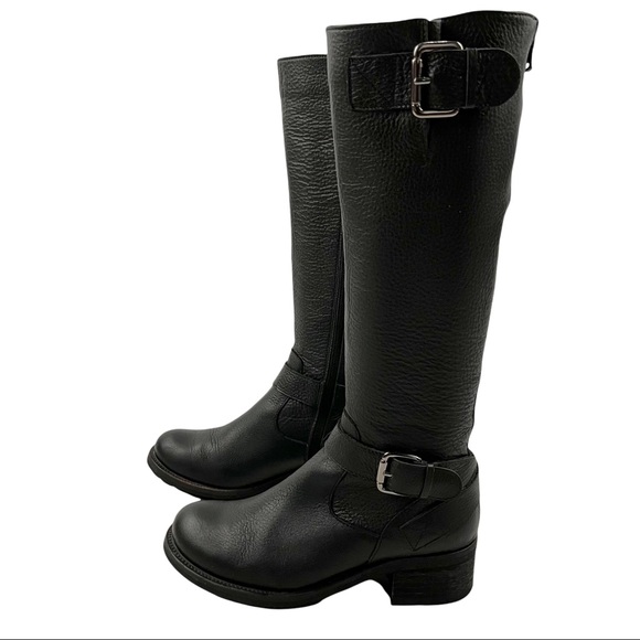 "DUO tall Demetre" Black Italian leather Moto boots with buckles Harley davidson - Picture 6 of 14